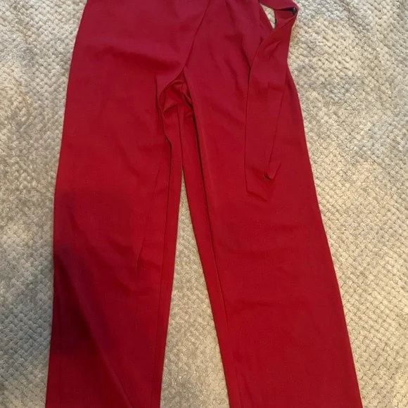 ❤️ Halara High-Waist Wrap Wide-Leg Pants Size XS Tall | Red | NWT - Picture 8 of 9